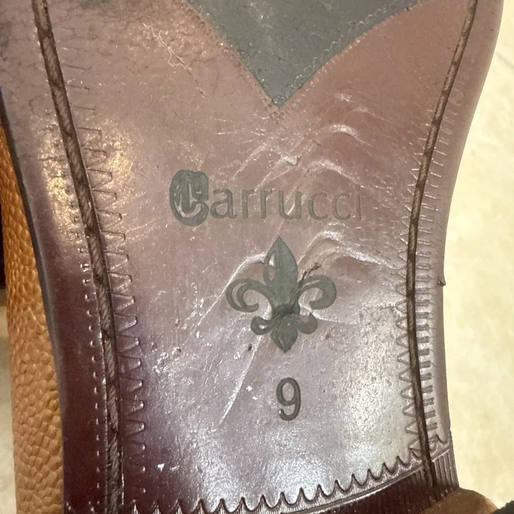 Carrucci Wingtip Cognac Brown Caviar Dress Leather Shoes Lace Up Career Business